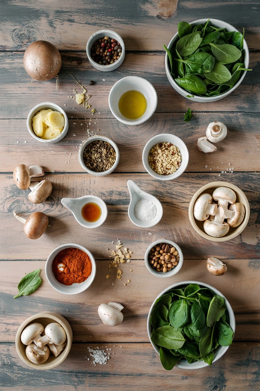 Warm Spinach & Mushroom Salad - ingredients